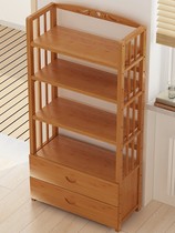 Bookcase Solid wood childrens simple household storage Bamboo space-saving students creative living room shelf bookshelf landing