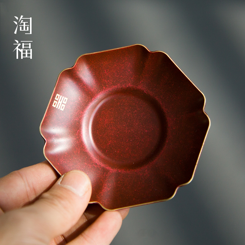 Pure copper violet arenaceous raised pot saucer teapot teacup mat mat tea tray tea kungfu tea accessories with zero