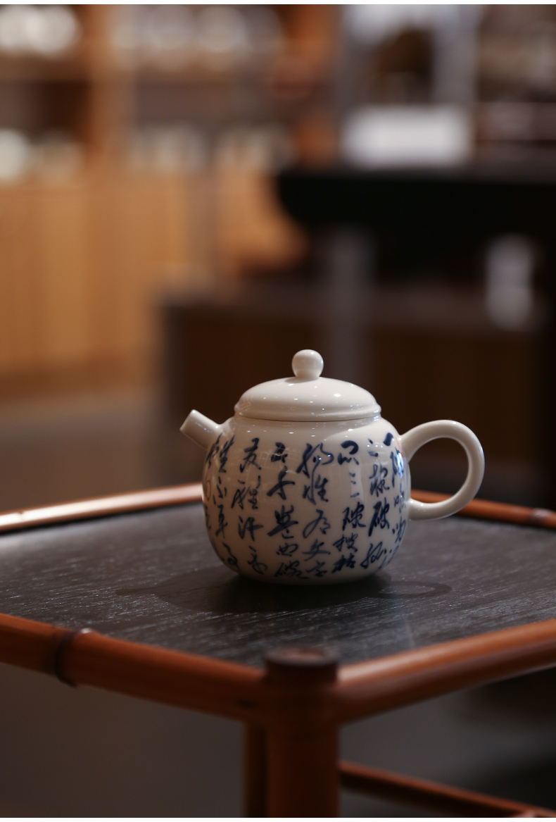 In true up jingdezhen hand - made verse girder pot of tea cups ceramic POTS tureen household small kung fu tea set