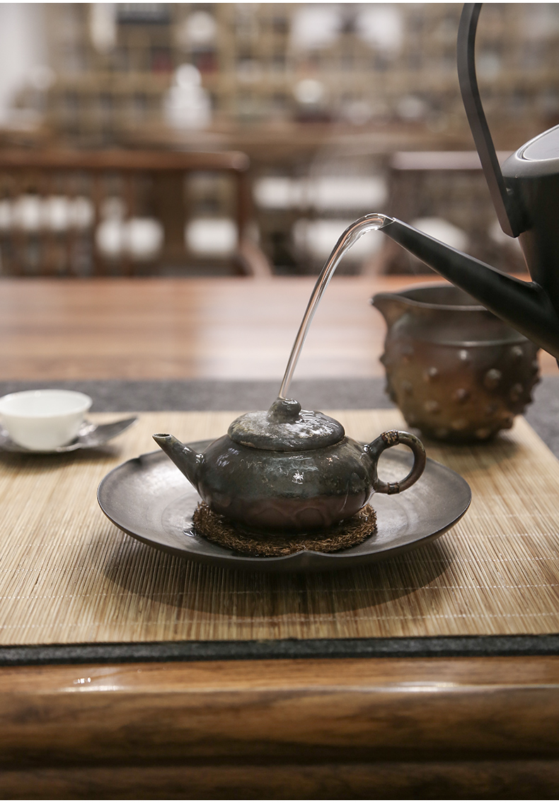 Iron ore metal glaze tea pot of bearing pad bearing dry mercifully machine ceramic Japanese coarse pottery are it pad vintage kung fu tea set