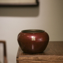 Taofu pure copper paint small water Tea washing with lid tea slag barrel pen washing kung fu tea set accessories tea ceremony zero match