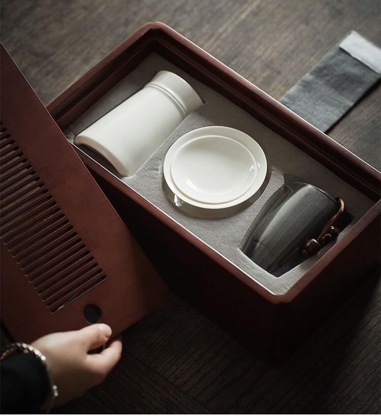 Dehua white porcelain tea travel tea set home portable package kung fu tea cups contracted to crack a cup of tea tray