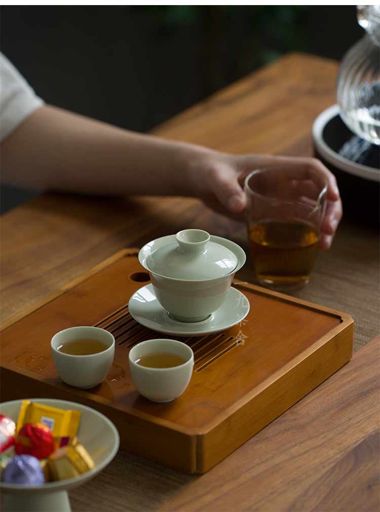 Jingdezhen plant ash glaze ceramic tureen single tea cup only three cups of kung fu tea bowl cover large bowl