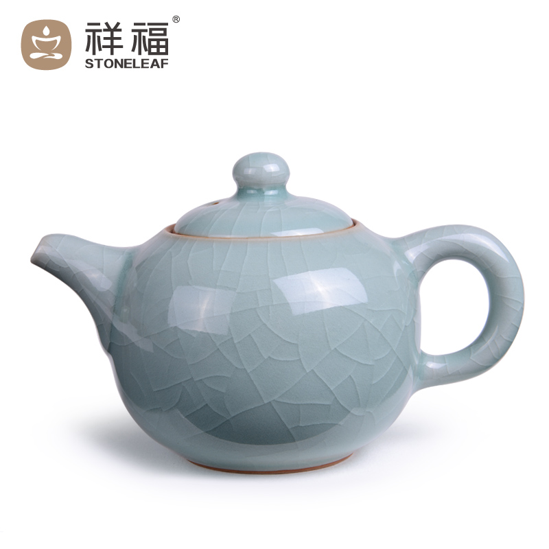 Brother happy auspicious of longquan celadon pot of ceramic tea set manually single pot of large teapot tea zero with the teapot