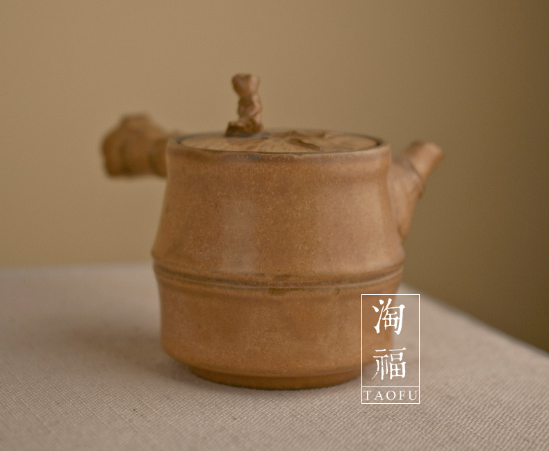 Bamboo pot of Japanese side by hand pot teapot ceramic kung fu tea tea lasts a pot of large - sized tea taking