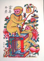 Wu Qiang woodblock handmade New Year painting Fenghou Hanging Seal monkey gift collection intangible cultural heritage shopkeeper recommended promotion