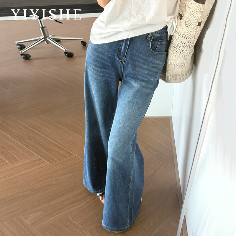 American Retro Tencel Flared Jeans for Women 2026 Summer Thin Loose Fit Slimming Non-Tight Ice Silk Bell-Bottom Pants