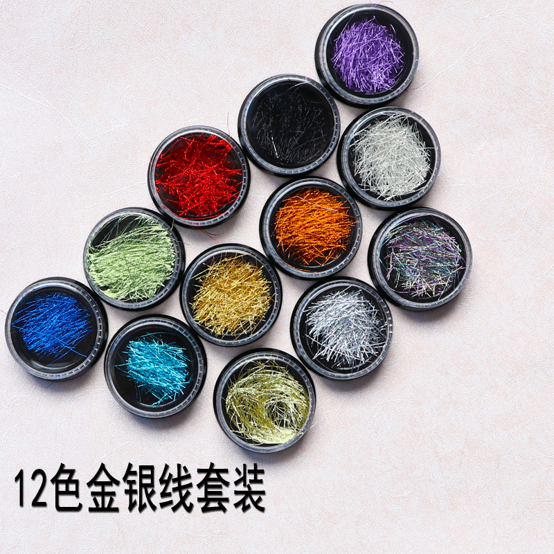 Trang sức nghệ thuật móng tay Hàn Quốc Dây vàng và bạc Bộ làm móng tay bằng lụa Công cụ làm móng tay Trang sức Vàng và Bạc Hàn Quốc - Công cụ Nail kìm bấm móng tay