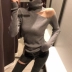 Mùa thu đông 2018 mới ulzzang dài tay áo thun cổ cao lệch vai Slim áo len đáy đáy màu trơn áo khoác cardigan nữ Áo / áo thun
