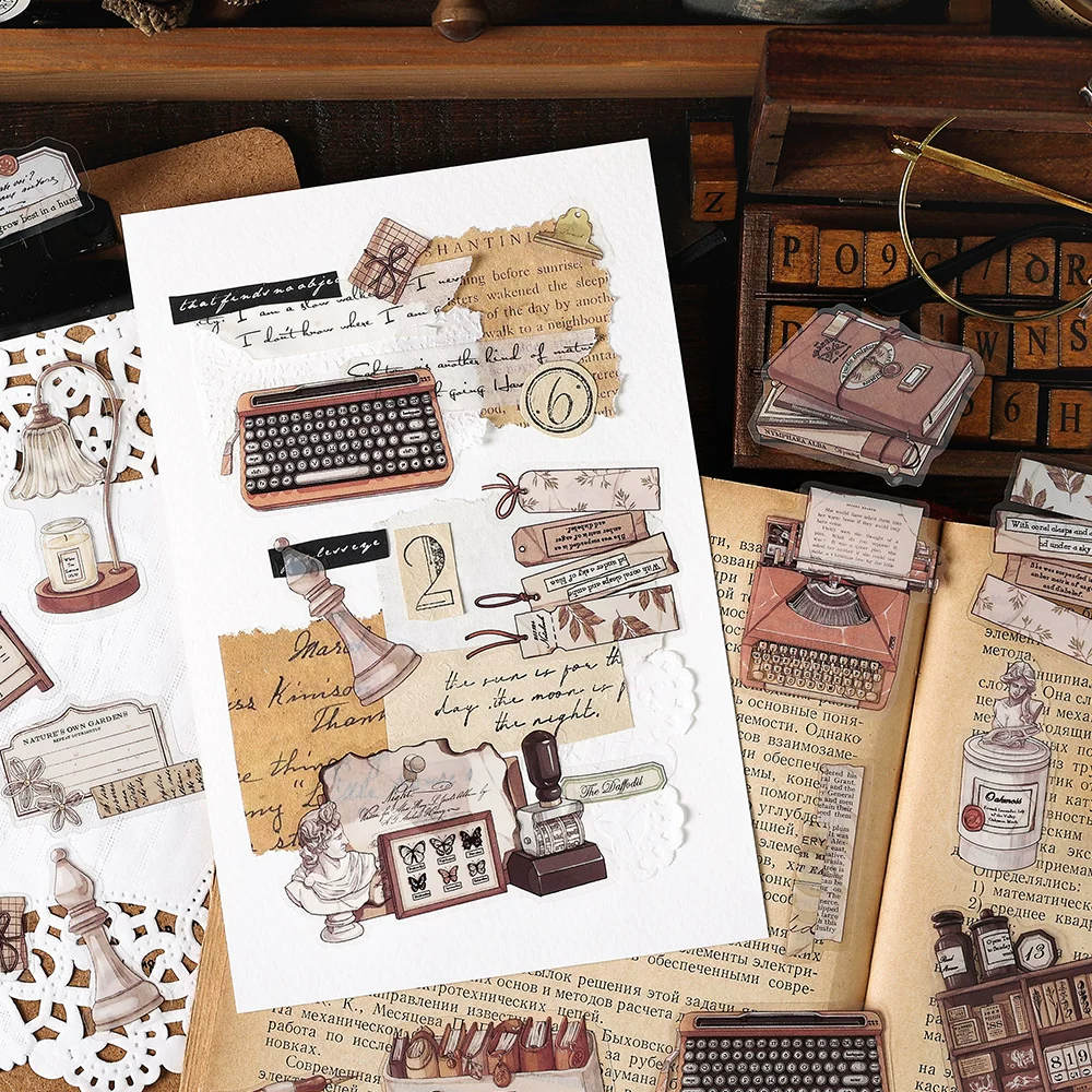 [Полный набор из 4 упаковок]PET-наклейка сумка время ностальгия по ретро наклейкам для рукоделия Лиу Мугу карта боль упаковка материал