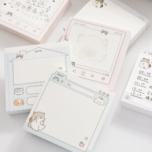 Happy Cute Pets 4-Book Set Non-Sticky Note Pads, High-Value and Cute Sticky Notes, Tearable Note Paper for Students