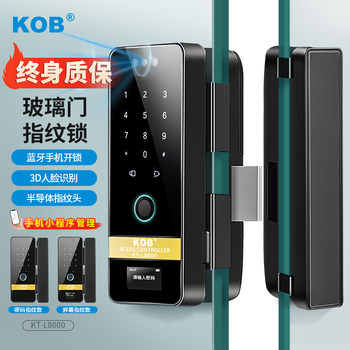 Glass Door Fingerprint Lock, Face Recognition Smart Lock, No Hole Required, Frameless or Framed, Single or Double Door, Office Password Lock