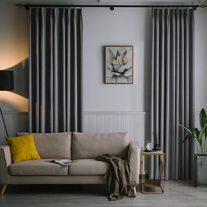 ToneNordic minimalist pure color Snow Neill shading curtains Multi-color optional living-room Bedroom floating window floor window