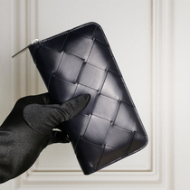 Wallet male leather 2022 new tide youth weaving zipper bag men long wallet small handbag leather clamps