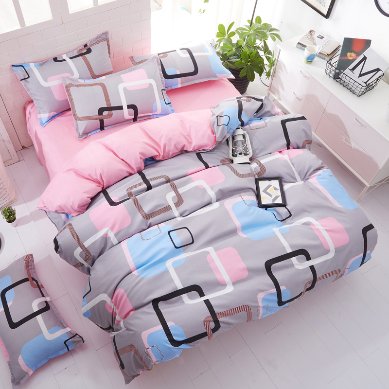 Bốn mảnh lưới đỏ chà nhám trái tim cô gái hai ký túc xá ba giường đơn giường đơn chăn ga gối đệm nam bộ chăn ga gối đẹp