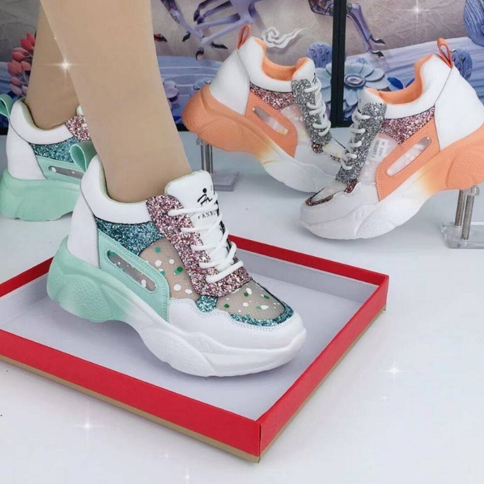 Tide brand leather daddy shoes women's 2022 new summer all-match mesh breathable women's shoes thick bottom heightening sports casual shoes