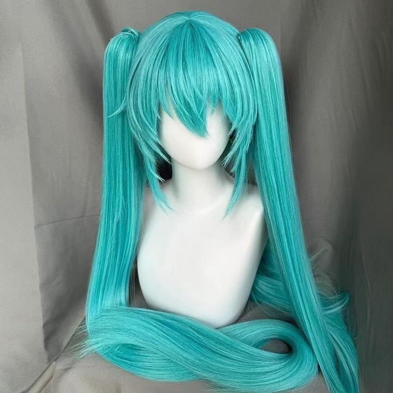 Hatsune Miku Wig Anime Cosplay Wig Female Long Hair Double Ponytail Green Onion Color Cos Wig Set