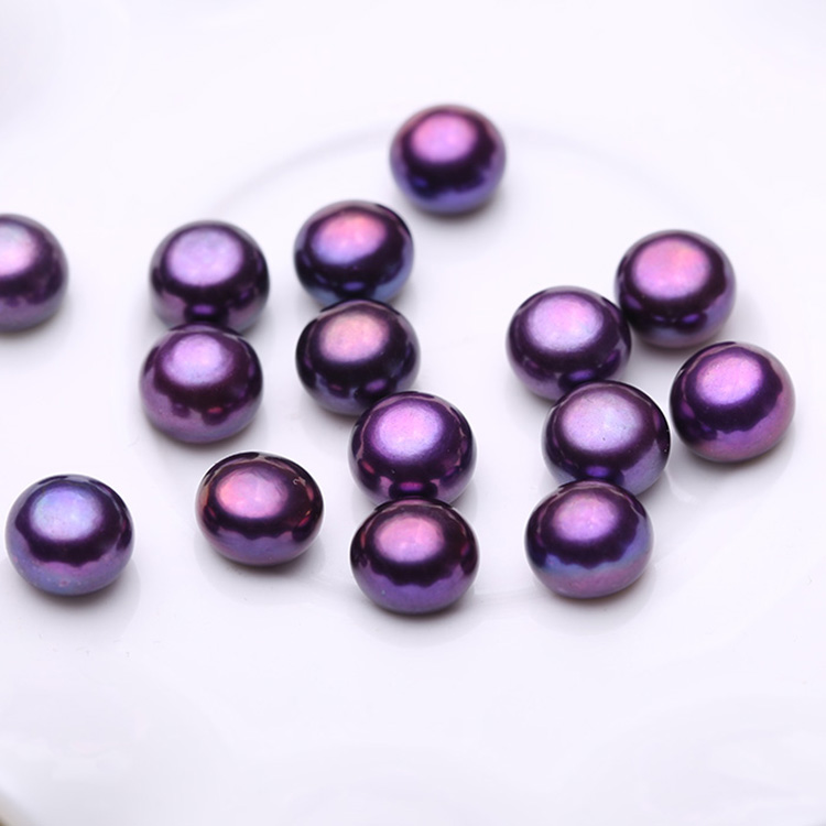 Tự nhiên nước ngọt ngọc trai vòng cổ vòng tay bông tai hạt trần hạt lỏng hạt tròn phẳng sọ sọ lỏng lẻo - Nhẫn nhẫn đôi vàng tây
