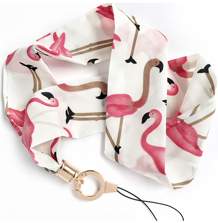 Hình học Flamingo Cổ tay Quây cổ điện thoại di động phổ quát treo cổ dây đeo nữ lụa khăn ruy băng dứa dài sling - Phụ kiện điện thoại di động ốp lưng samsung