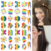 Childrens tattoo stickers Rainbow flag face stickers Sports games Cheerleaders cheer concert makeup face stickers