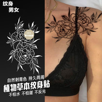 Herb flower arm large flower chest flower leg ins line Dark herb semi-permanent grass juice tattoo sticker