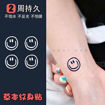 Herbal tattoo stickers juice long-lasting men and women waterproof non-reflective personality smiley face simulation sticker ins Wind