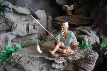 Height 13cm Jiang Taigong Fishing landscaping Ceramic ornaments Bonsai rockery landscape Bonsai fish pond decorative crafts