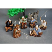  8 to 19cm high Jiang Taigong ceramic fishing Weng home rockery ornaments Fish tank aquarium decorations