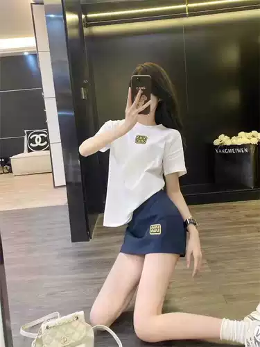 Летняя футболка с круглым воротником, с вышивкой, буква T, короткий рукав, свободный крой