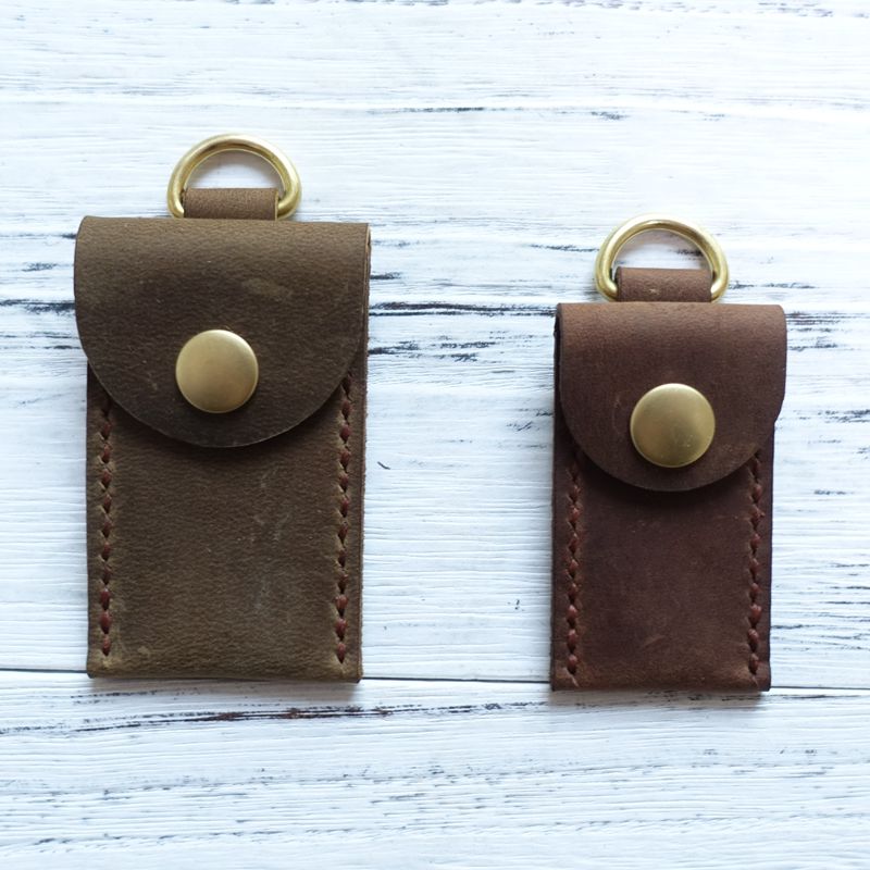 Leather U Disk Protective Sleeve Mini U Shield Storage Small Bag Protective Sleeve Portable Leather Key Anti-lost Leather Sleeve Square Tail