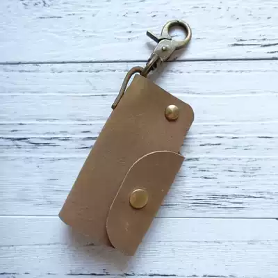 Handmade crazy horse leather retro first layer cowhide leather waist hanging car key bag men's large capacity keychain belt