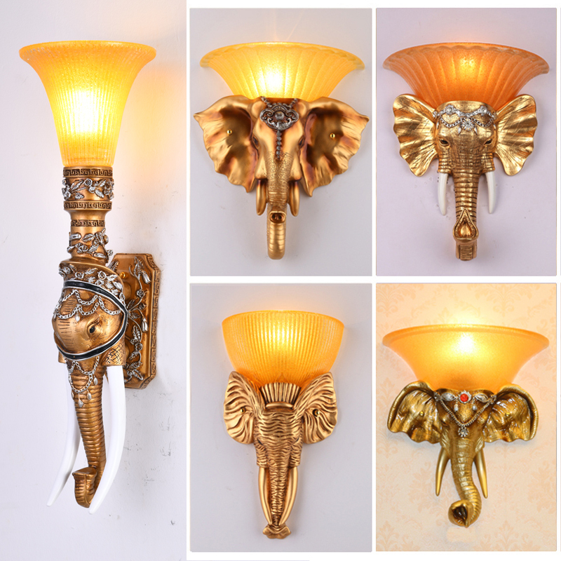 European-Style Living Room Tv Background Wall Lamp, Creative Thai-Style Elephant Bedroom Hotel Ktv Corridor Retro Wall Lamp European-Style Living Room Tv Background Wall Lamp, Creative Thai-Style Elephant Bedroom Hotel Ktv Corridor Retro Wall Lamp