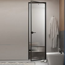 Nordic minimalist narrow rims flat open door titanium alloy toilet Toilet Kitchen Door Waterproof Black Narrow Side Glass Door