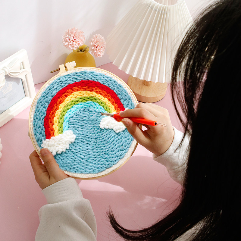 Hair Line Handmade Diy Material Bag Poke and embroidered woven hair line Draw Combed Milk Cotton Decorative drawing Making Gift