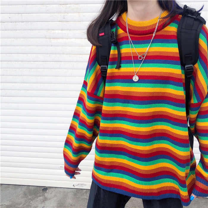 Female Korean Harajuku Hong Kong-flavored Loose Striped Sweater Women's Sweaters Japanese Kawaii Ulzzang Clothing For Women O1CN011oU0hKaNSzpQkd4 !!671855227 - Female Korean Harajuku Hong Kong-flavored Loose Striped Sweater Women's Sweaters Japanese Kawaii Ulzzang Clothing For Women