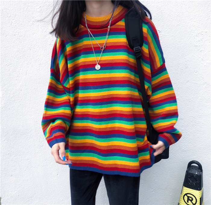 Female Korean Harajuku Hong Kong-flavored Loose Striped Sweater Women's Sweaters Japanese Kawaii Ulzzang Clothing For Women O1CN011oU0hQhpjK0LbPk !!671855227 - Female Korean Harajuku Hong Kong-flavored Loose Striped Sweater Women's Sweaters Japanese Kawaii Ulzzang Clothing For Women