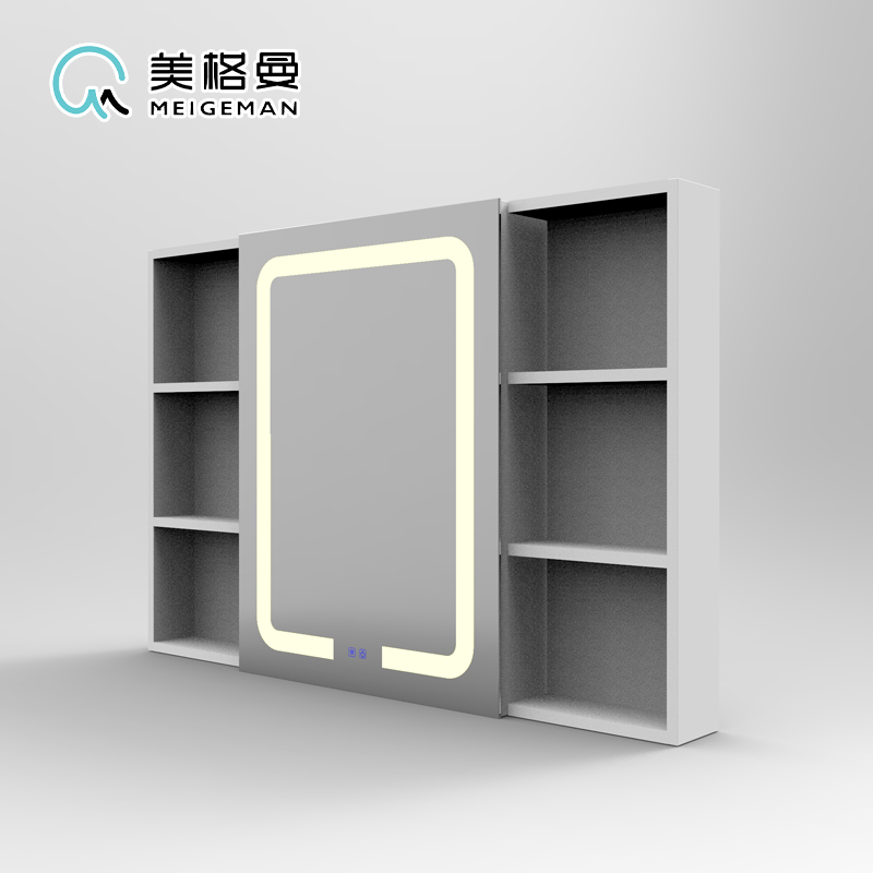 Megaman smart bathroom mirror cabinet stainless steel wall-mounted Nordic bathroom locker with LED light anti-fog