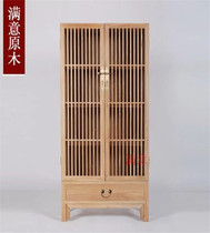Old Elm paint-free furniture log bookcase modern new Chinese bookshelf Zen simple tea cabinet solid wood bookcase