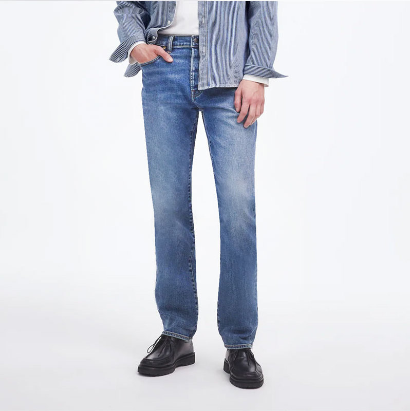 Timeable Men's Jeans Spring Medium Blue Loose Straight Leg K294