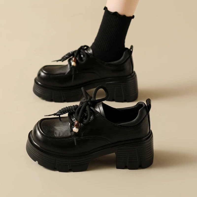 Cowhide Version ~ 7cm Black Height-Increasing Thick-Soled Loafers for Women 2026 New Genuine Leather Small Leather Shoes Trendy Single Shoes Cowhide Version ~ 7cm Black Height-Increasing Thick-Soled Loafers for Women 2026 New Genuine Leather Small Leather Shoes Trendy Single Shoes