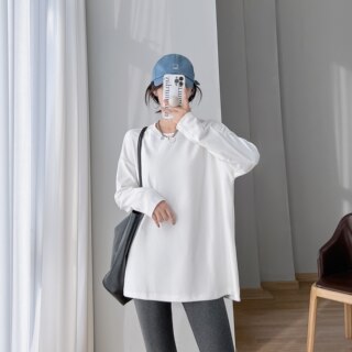 High-End Version! Thickened German Velvet Base Layer Shirt for Women, Autumn and Winter, Loose-Fitting White Brushed Long-Sleeve T-Shirt