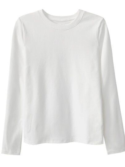 German velvet bottoming shirt for women in autumn and winter new slim fit white thickened brushed long-sleeved T-shirt round neck inner top