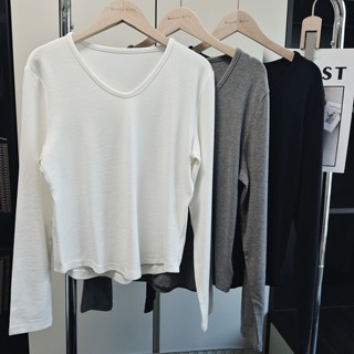 Autumn and Winter Matchinging Essential, High-Quality Simple Solid Color Slimming Top, Uv Collar Base Shirt for Women, Pure Desire Long-Sleeve T-Shirt