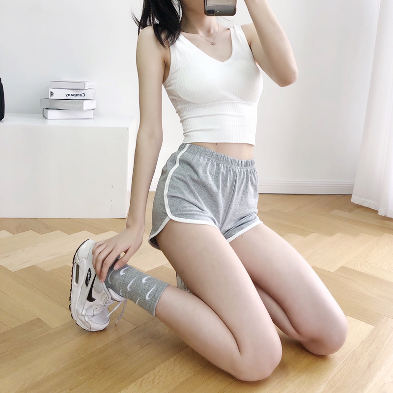 Black and Gray Sports Shorts for Women, Summer Thin Style, Versatile, Slimming, Pure Cotton Casual Pants, Sweet and Spicy, Sexy, Suitable for Wearing Outside, Girl Group Hot Pants