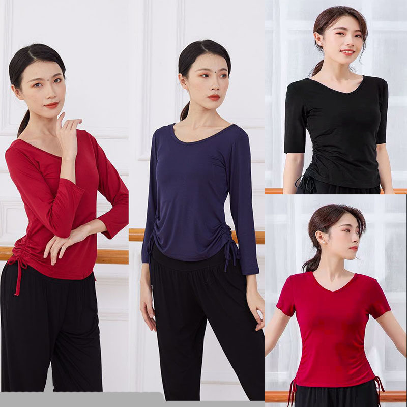 Dance practice Gongfu blouses female yoga body clothes Jump to modern Latin dance wear long sleeve art cutest large size code base training clothes