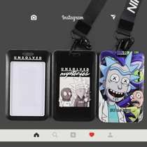 Rick and Morty card cover bus card protective cover student meal card campus access girl card key chain pendant