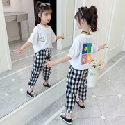 Phong cách Set Girls 2020 mới trẻ em mùa hè Mang Net Red Little Girl Stylish Loose thể thao giản dị hai mảnh.