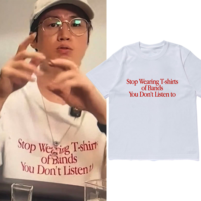 Epikhigh Same Style Tablo Same Style Fun English Pure Cotton Short-Sleeve Crew Neck T-Shirt