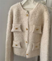 2022 spring new products Temperament Lady Lamb Wool Soft Glutinous Furry Jacket Woman small Fragrant Wind Knit Thickened Sweater