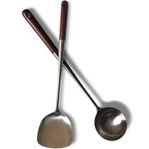 Normal Fields Fried Spoons Pan Scoop spoons Home Food grade 304 Stainless Steel Wood Handle Chefs Special Fried Vegetable Spoons Shovel Kitchenware